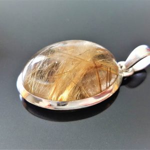 Natural Golden Rutile Quartz Venus Hair Crystal of Wealth Sterling Silver 925 Pendant Gorgeous Gemstone  Amulet Exclusive Gift