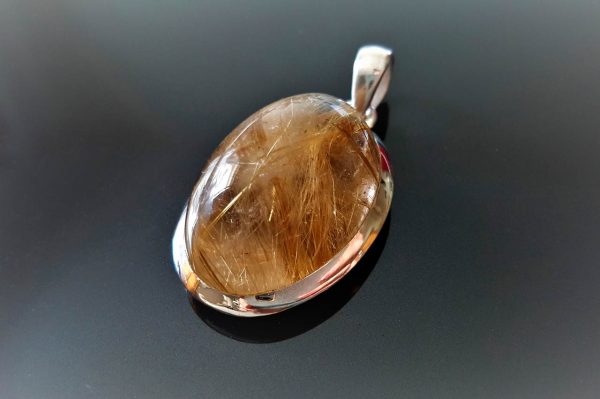 Natural Golden Rutile Quartz Venus Hair Crystal of Wealth Sterling Silver 925 Pendant Gorgeous Gemstone  Amulet Exclusive Gift