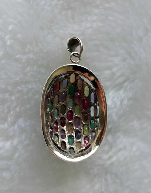 925 Sterling Silver Pendant Genuine Precious Gems Multi Stone & Marcasite Garnet Topaz Peridot Citrine Ruby Exclusive Gift