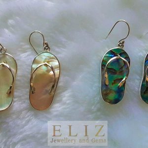 FLIP FLOP Beach Earrings Sterling Silver White Mother of Pearl or ABALONE Natural Shell holiday gift