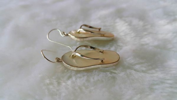 FLIP FLOP Beach Earrings Sterling Silver White Mother of Pearl or ABALONE Natural Shell holiday gift