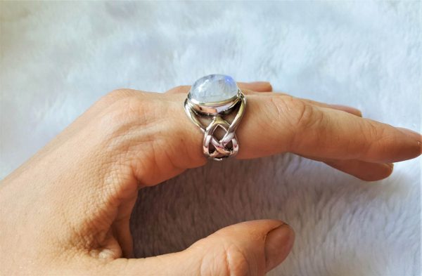 MOONSTONE Sterling Silver 925 Ring Genuine Gemstone Celtic Knot