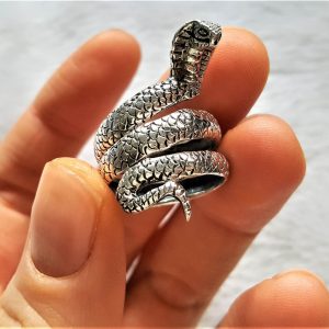 Cobra STERLING SILVER 925 Ring Snake Sacred Symbol of Wisdom Handmade Talisman Amulet