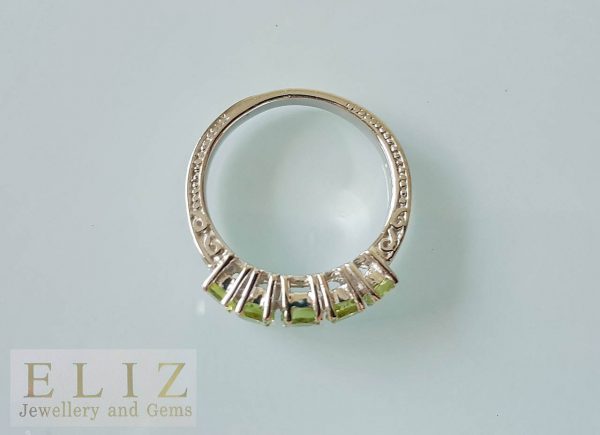 Peridot Sterling Silver 925 Ring Genuine Peridot Precious Gemstone Classic Gift SIZE 7,8,9