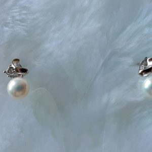 Pearl Stud Earrings 925 Sterling Silver Natural White Freshwater Cubic Zirconia Bridal Bridesmaids Gift