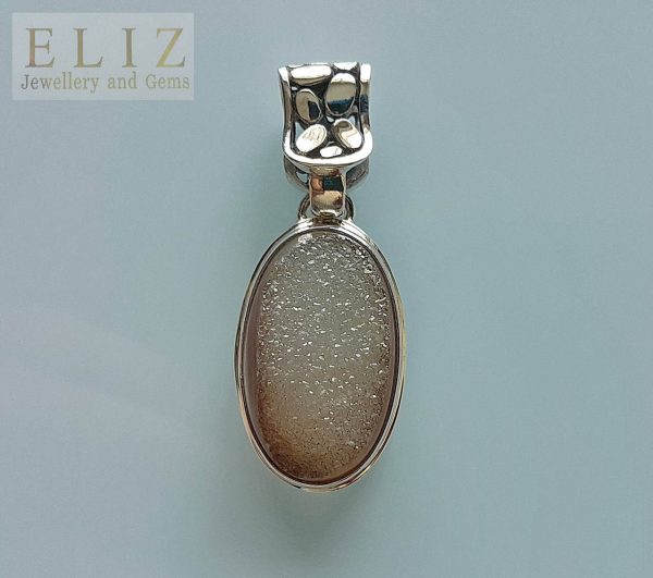 Natural Druzy Quartz Geode Sterling Silver 925 Pendant Unique Handmade design Exclusive Gift