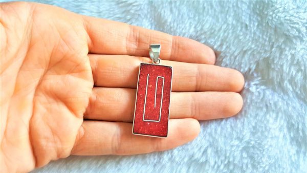 Natural Red Coral Pendant Sterling Silver 925 HandMade Gift Talisman