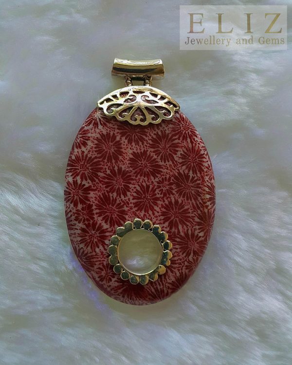 Red Coral Pendant 925 Sterling Silver Balinese Genuine Natural Stone Taisman Amulet