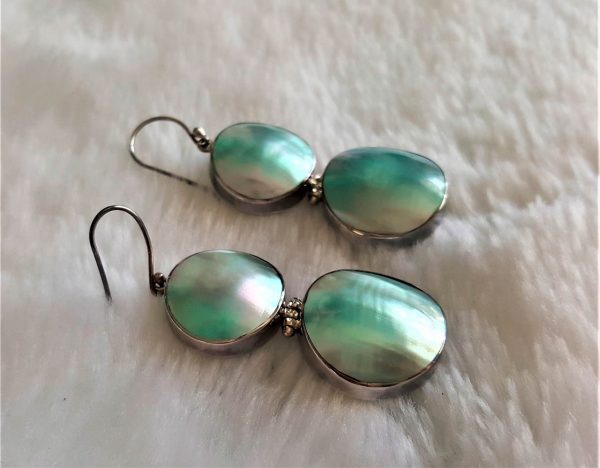 Shell Earrings 925 Sterling Silver Natural Ocean Shell Mother of Pearl Handmade Exclusive gift