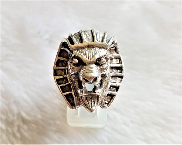 Pharaoh Ring 925 Sterling Silver Egyptian Lion Pharaoh Sphinx