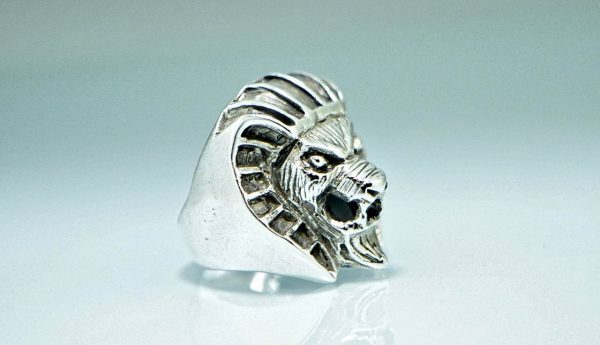 Pharaoh Ring 925 Sterling Silver Egyptian Lion Pharaoh Sphinx