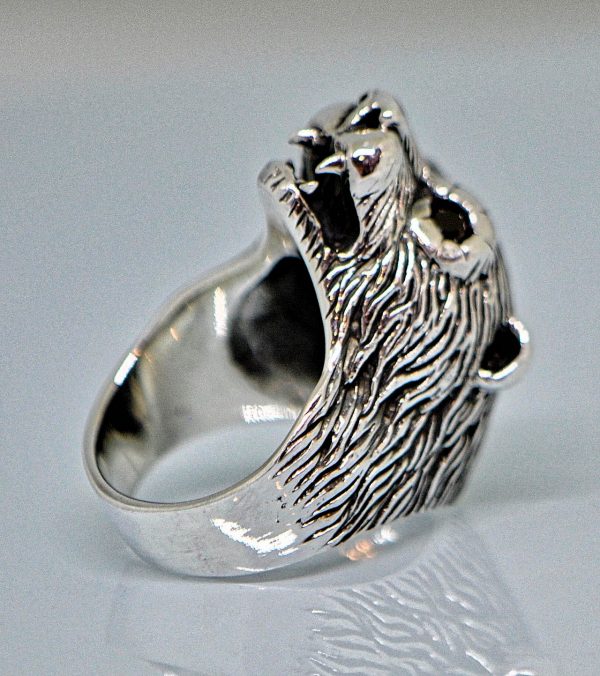 Bear 925 Sterling Silver Ring Polar Bear With Onyx Eyes