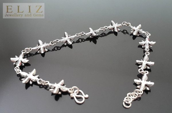 Flower Bracelet 925 Sterling Silver Handmade Pretty Wild Flowers 8 Inches Unique Gift