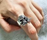 Pirate Skull 925 Sterling Silver Ring Pirate with Knife Exclusive Design Biker rocker goth Heavy 18 Grams