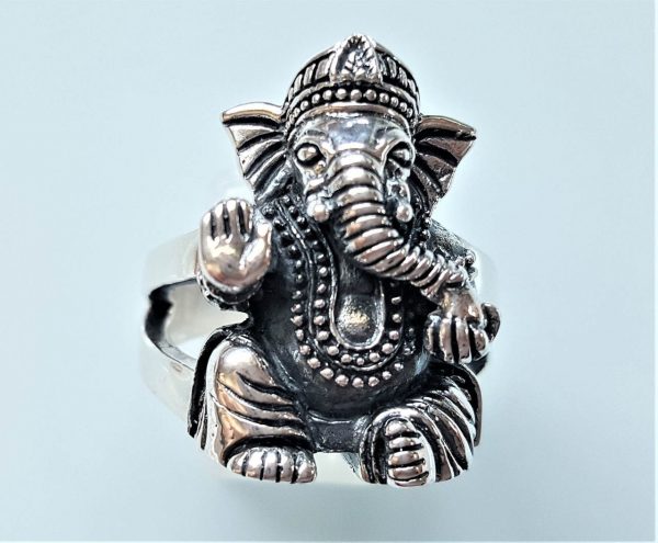 Ganesh 925 Sterling Silver Ring Great Ganesha Blessing Lord of Success Wealth Wisdom Om Ohm Aum Talisman Amulet Good Luck Ohm Symbol Heavy 21 gr