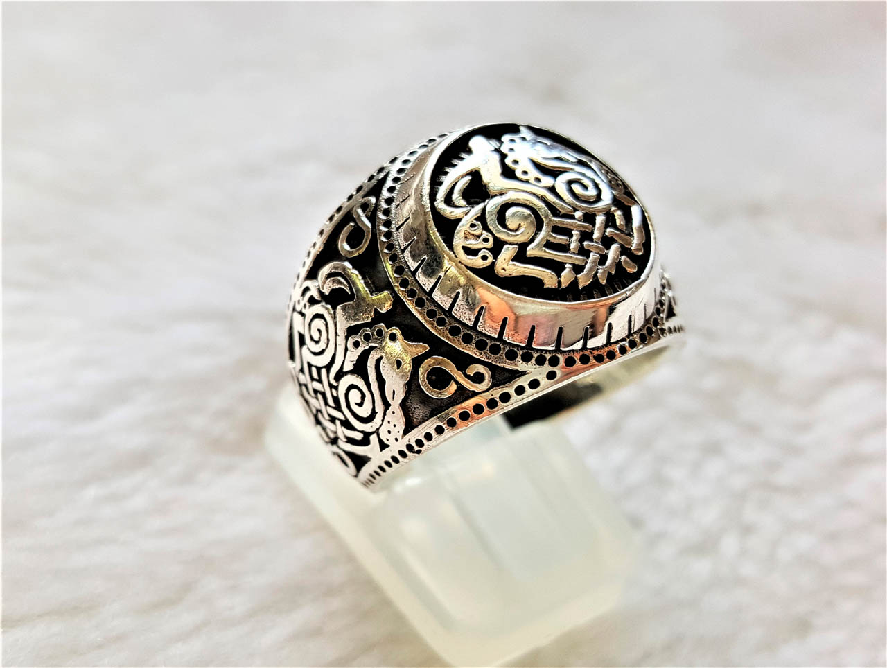 SLEIPNIR Silber Ring Runen Wikinger Pferd Odin Siegel Viking Celtic Amulett 925 