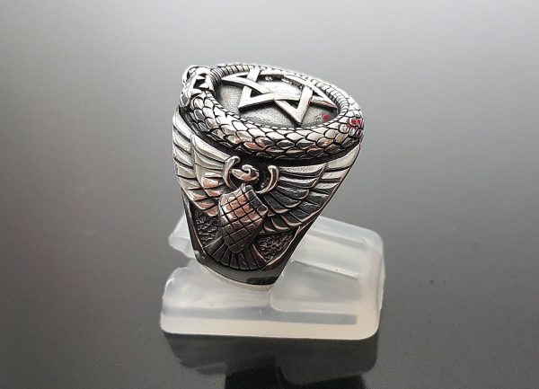 Ouroboros 925 Sterling silver Ring Star of David Snake eating its Tail Phoenix at Sides Protective Amulet Talisman