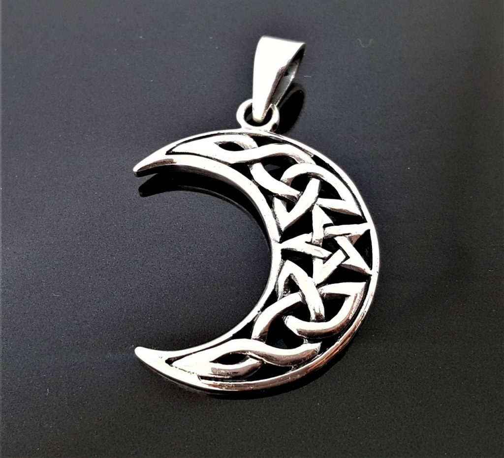 Crescent Moon Pendant Sterling Silver 925 Star Occult Wiccan Pagan 