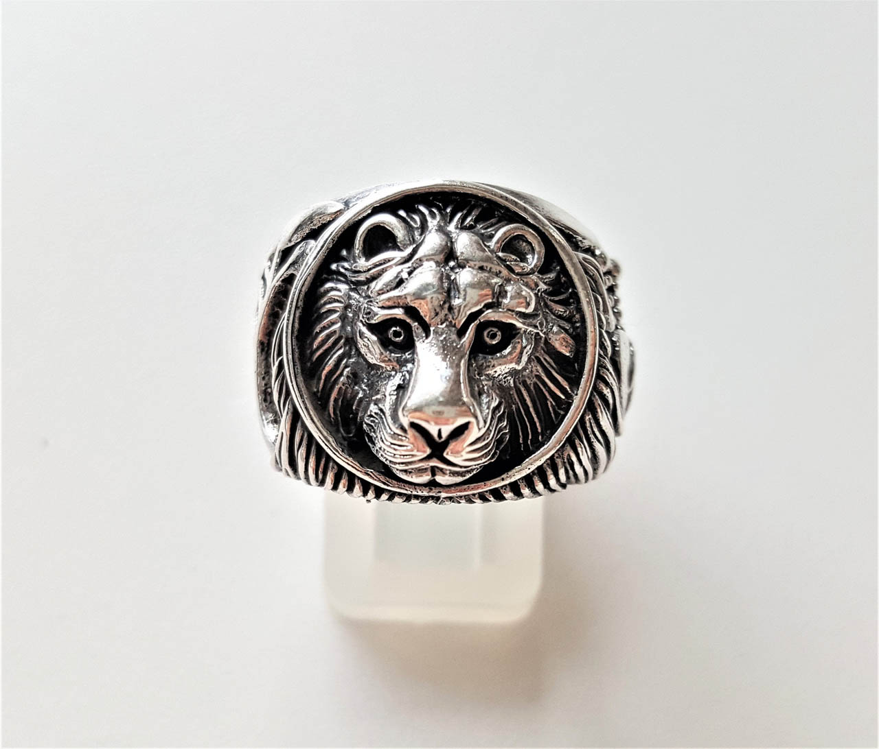 Heavy Silver Lion Ring Sterling Silver Lioness Ring Mens Ring Leo Ring 