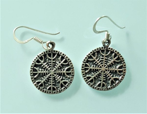 STERLING SILVER 925 Helm of Awe Earrings Aegishjalmur Icelandic magical stave Talisman Protective Amulet Sacred Symbol