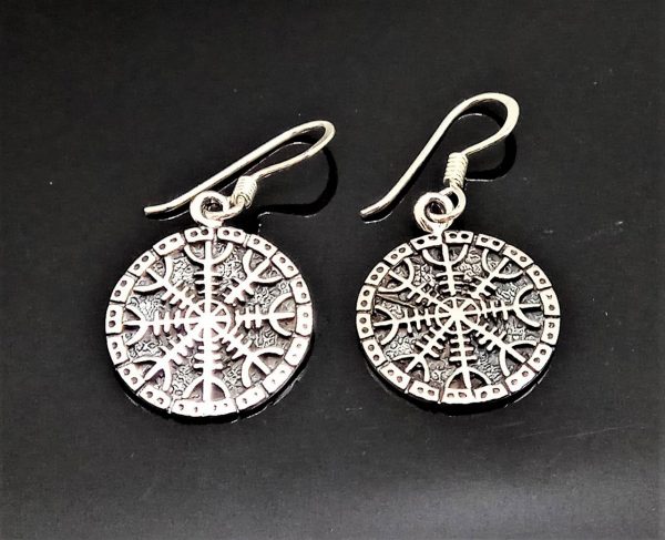 STERLING SILVER 925 Helm of Awe Earrings Aegishjalmur Icelandic magical stave Talisman Protective Amulet Sacred Symbol