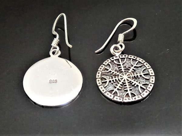 STERLING SILVER 925 Helm of Awe Earrings Aegishjalmur Icelandic magical stave Talisman Protective Amulet Sacred Symbol