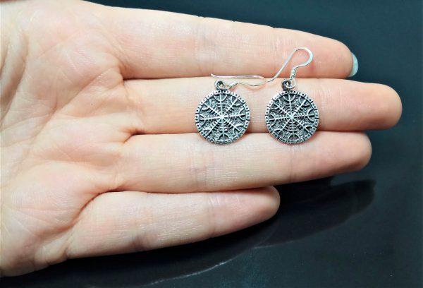 STERLING SILVER 925 Helm of Awe Earrings Aegishjalmur Icelandic magical stave Talisman Protective Amulet Sacred Symbol