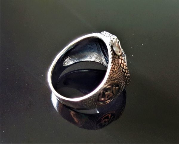 Om 925 Sterling Silver Ring Ouroboros Ohm AUM Om Talisman Protective Amulet Sacred Symbol