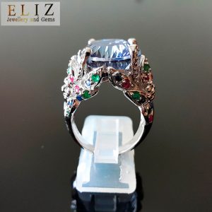 Sterling Silver 925 Ring Natural Mystic Topaz & Genuine Sipphire Ruby Emerald Exclusive Design