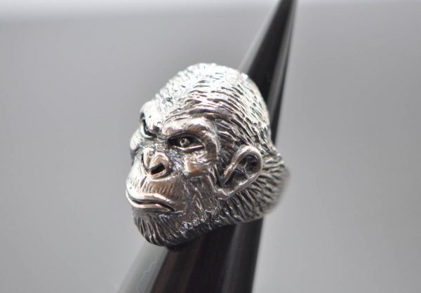 Monkey Ring 925 STERLING SILVER Chimpanzee Caesar Planet of the Apes Monkey Chimp Heavy 25 grams
