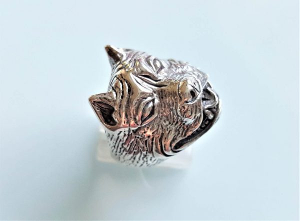 Dog 925 Sterling Silver Ring Staffordshire Bull Terrier Staffie Dog Ring Pet Talisman Exclusive Design Gift 24 grams