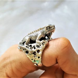 Iguana Ring STERLING SILVER 925 Iguana Lizard Handmade Excluisve Design Adjustable Size