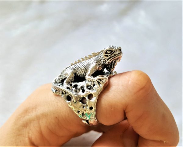 Iguana Ring STERLING SILVER 925 Iguana Lizard Handmade Excluisve Design Adjustable Size
