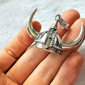 STERLING SILVER 925 Viking Helmet Horns God Odin Pendant Amulet Viking Jewelry Scandinavian Talisman Heavy 21 grams