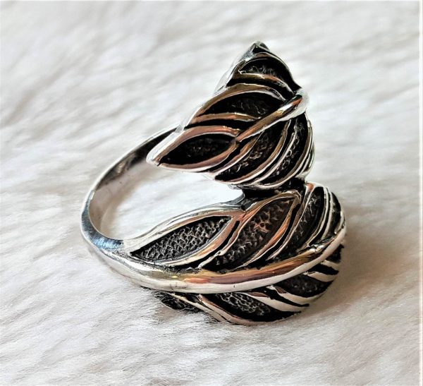 Leaf Ring STERLING SILVER 925 Leaves Nature Unique Design Exclusive