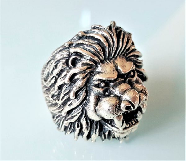 Lion 925 STERLING SILVER Ring Large Massive LION Head Royal Power Leo King Exclusive Gift Talisman Heavy Ring 26 grams