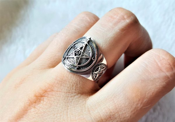Pentacle 925 Sterling Silver Ring Talisman Pentagram Star Sacred Symbols Protective Amulet Exclusive Gift