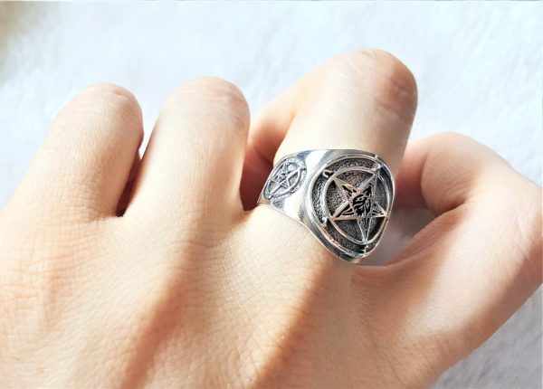 Pentacle 925 Sterling Silver Ring Talisman Pentagram Star Sacred Symbols Protective Amulet Exclusive Gift
