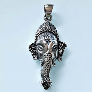 Ganesh Pendant 925 Sterling Silver Great Ganesha Lord of Success Wealth Wisdom Ohm Aum Talisman Amulet Good Luck Spiritual Guidance