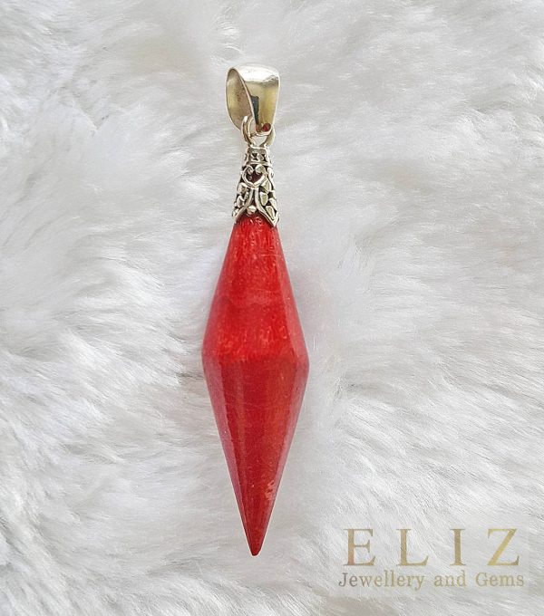 Red Coral Pendant Sterling Silver 925 Natural Coral Custom Made Gift Talisman Amulet