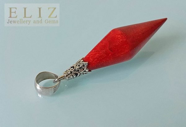 Red Coral Pendant Sterling Silver 925 Natural Coral Custom Made Gift Talisman Amulet