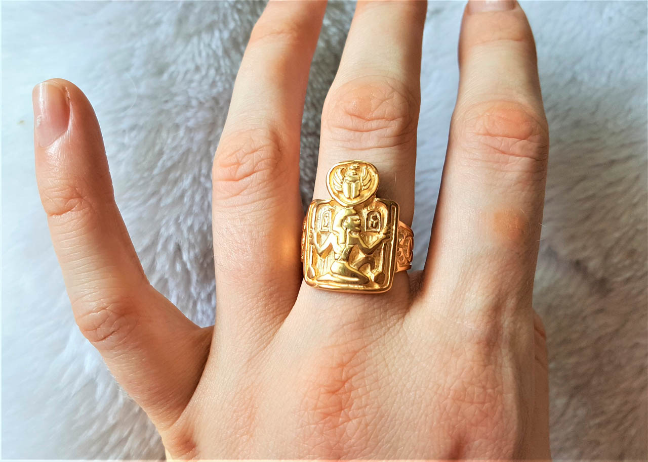 Pharaoh Ring 925 STERLING SILVER Sacred Symbol Scarab Egypt Ring ...