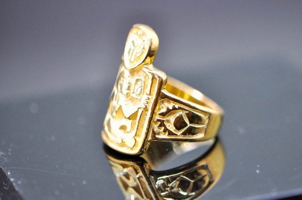 Pharaoh Ring 925 STERLING SILVER Sacred Symbol Scarab Egypt Ring Ancient Handmade Spirit Talisman Amulet Exclusive Design 22K Gold Plating