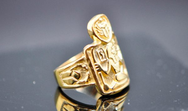 Pharaoh Ring 925 STERLING SILVER Sacred Symbol Scarab Egypt Ring Ancient Handmade Spirit Talisman Amulet Exclusive Design 22K Gold Plating