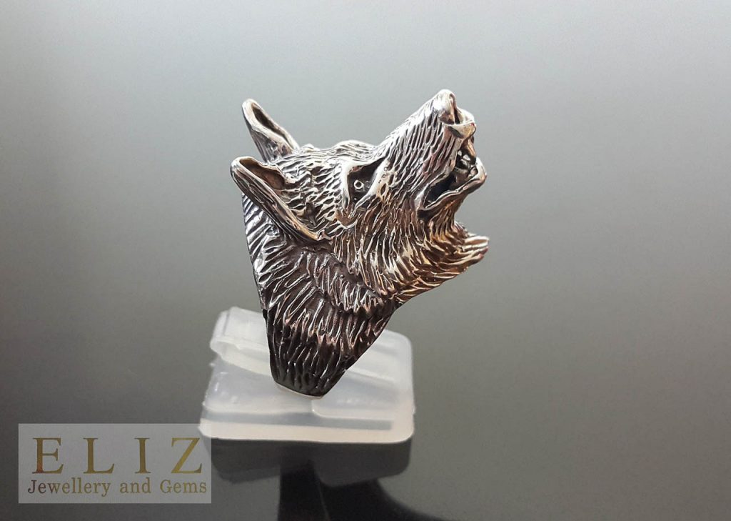 LISNION Heavy Sterling Silver Wolf Ring For Men - Biker Style, Size #10-#15, Weight 46g, 925 Silver - View #3