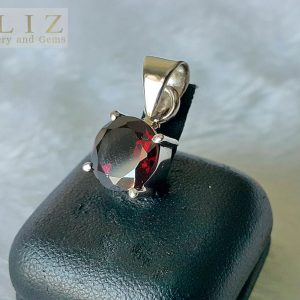 Garnet Sterling Silver Pendant Genuine GARNET Gemstone Round Talisman Exclusive Gift