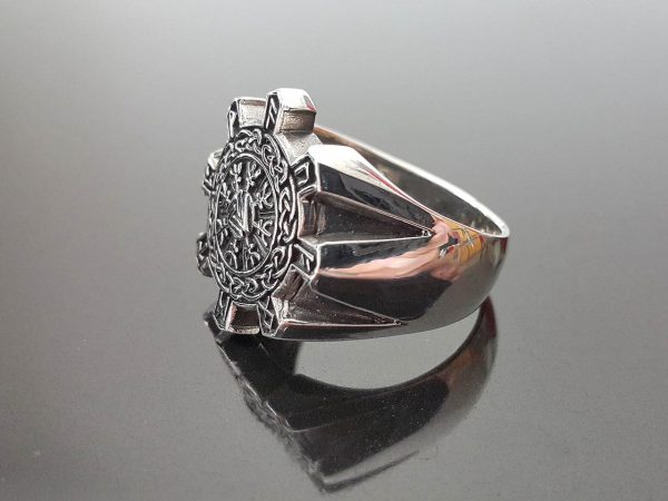 Viking 925 Sterling Silver Ring Helm of Awe Aegishjalmur Elder Futhark VALKNUT Amulet Talisman Sacred Symbol