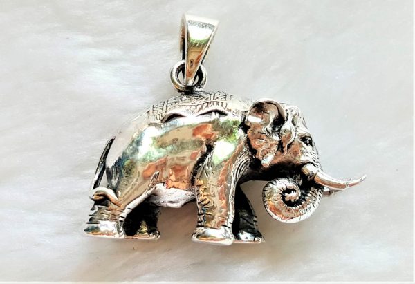 Elephant STERLING SILVER 925 Pendant Africa Good Luck Solid Silver Exclusive Design Gift