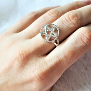 Pentagram 925 Sterling Silver Ring Talisman Pentacle Star Occult Sacred Symbols Protective Amulet Exclusive Gift Handmade