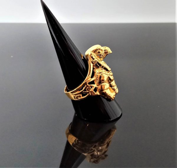 Horus STERLING SILVER 925 Ring Great HORUS Ancient Egyptian God Gold Plated Egypt Spiritual Sacred Talisman Amulet